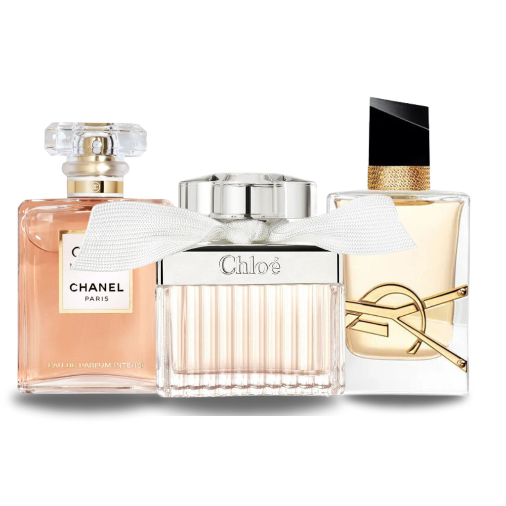 Pachet promoțional de 3 Parfumuri Chanel COCO MADEMOISELLE, Yves Saint Laurent LIBRE și CHLOÉ 100ml