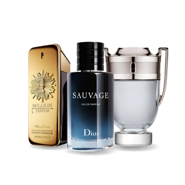 Pachet promoțional de 3 Parfumuri Paco Rabanne ONE MILLION, Dior SAUVAGE și Paco Rabanne INVICTUS 100ml